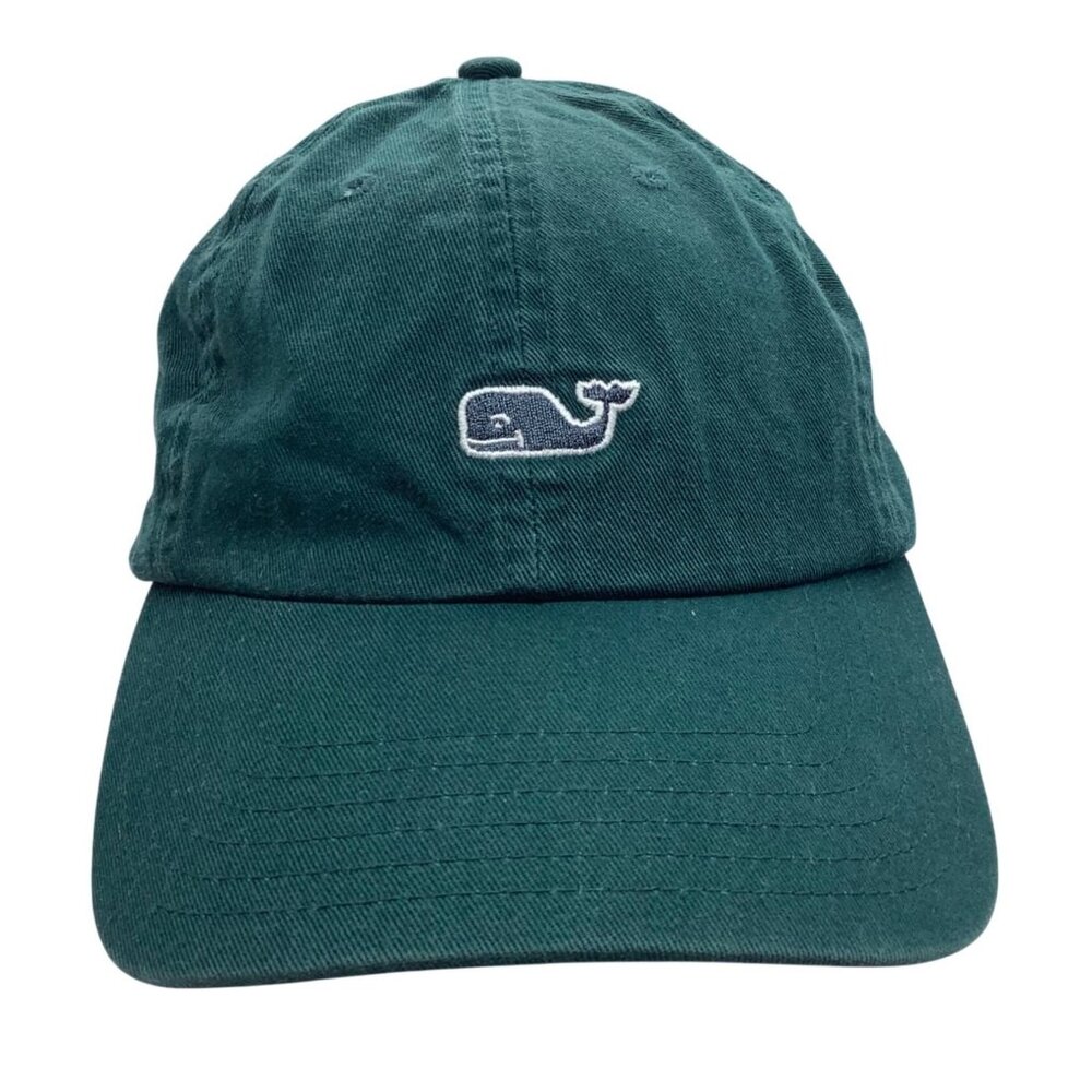 Vineyard Vines Green Cotton‎ Baseball Cap Embroidered Whale Logo Adjustable